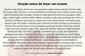 Oração antes de fazer um exame