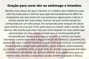 Oração para curar dor no estômago e intestino