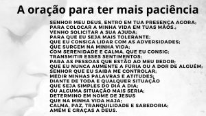 A oração para ter mais paciência: