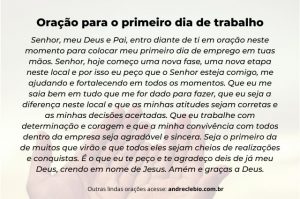 oração para o primeiro dia de trabalho