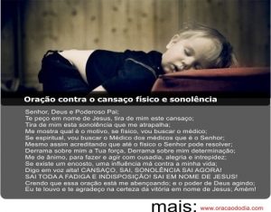 Oração contra o cansaço físico e sonolência